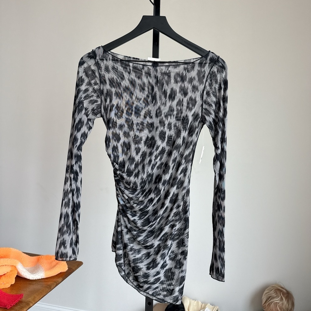Free People leopard print mesh top size small